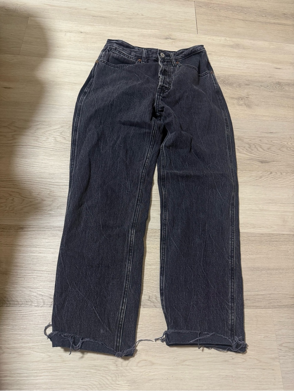 Abercrombie Fitch Annie High Rise Ankle Straight Denim Jeans Size 26/2R Black